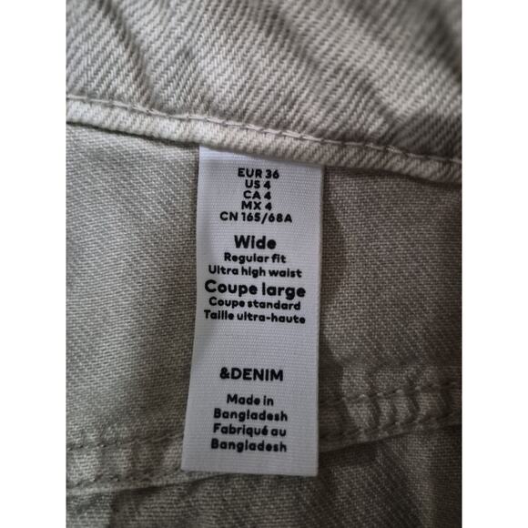 &Denim Wide Leg Size 4 Beige Pants High Rise - Picture 4 of 5